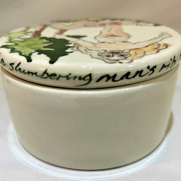 Vintage DeForest Hand Painted Adam and Eve Trinket Box Signed Dated 2003 - Picture 8 of 10